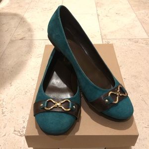 Peacock Green Suede Flats